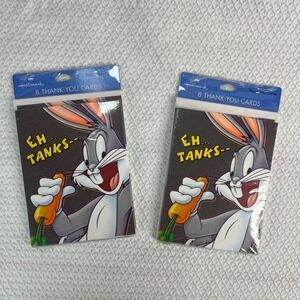2pk Hallmark Looney Tunes Bugs Bunny Thank You Cards‎ 16ct VTG 1996 NEW IN PKG